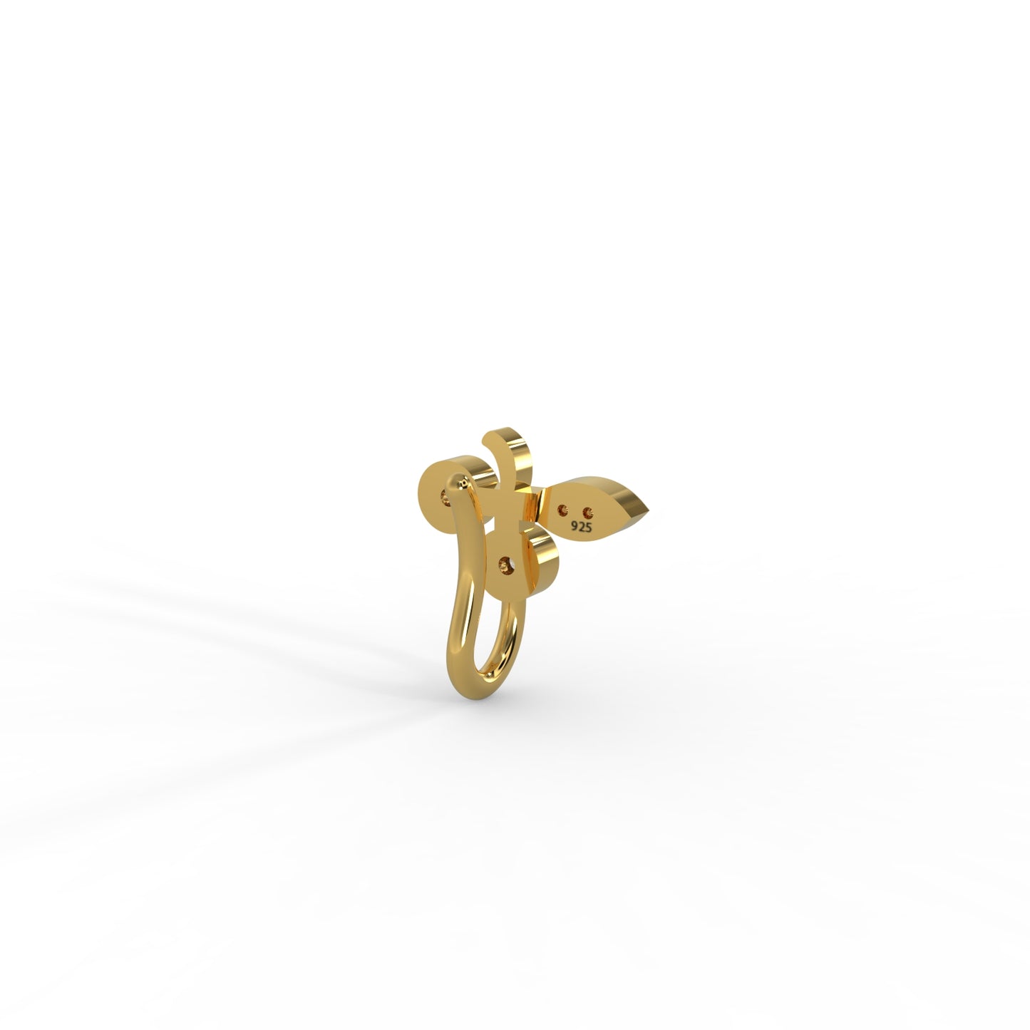 92.5 Silver 3 stone leaf Nosepin