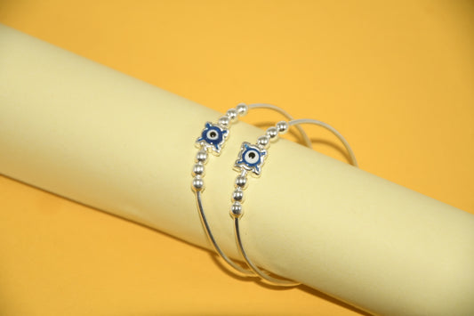 92.5 Silver Evil Eye Kadas (Pair of 2)
