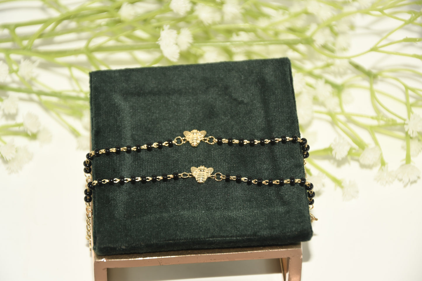 Bumble Bee Charm Black Bead Nazariya Bracelet