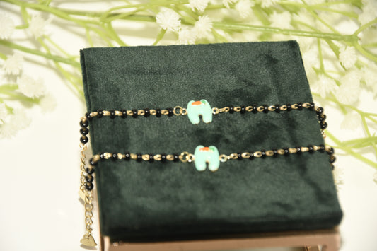 Blue Tooth Fairy Black Bead Nazariya Bracelet (Pair of 2)