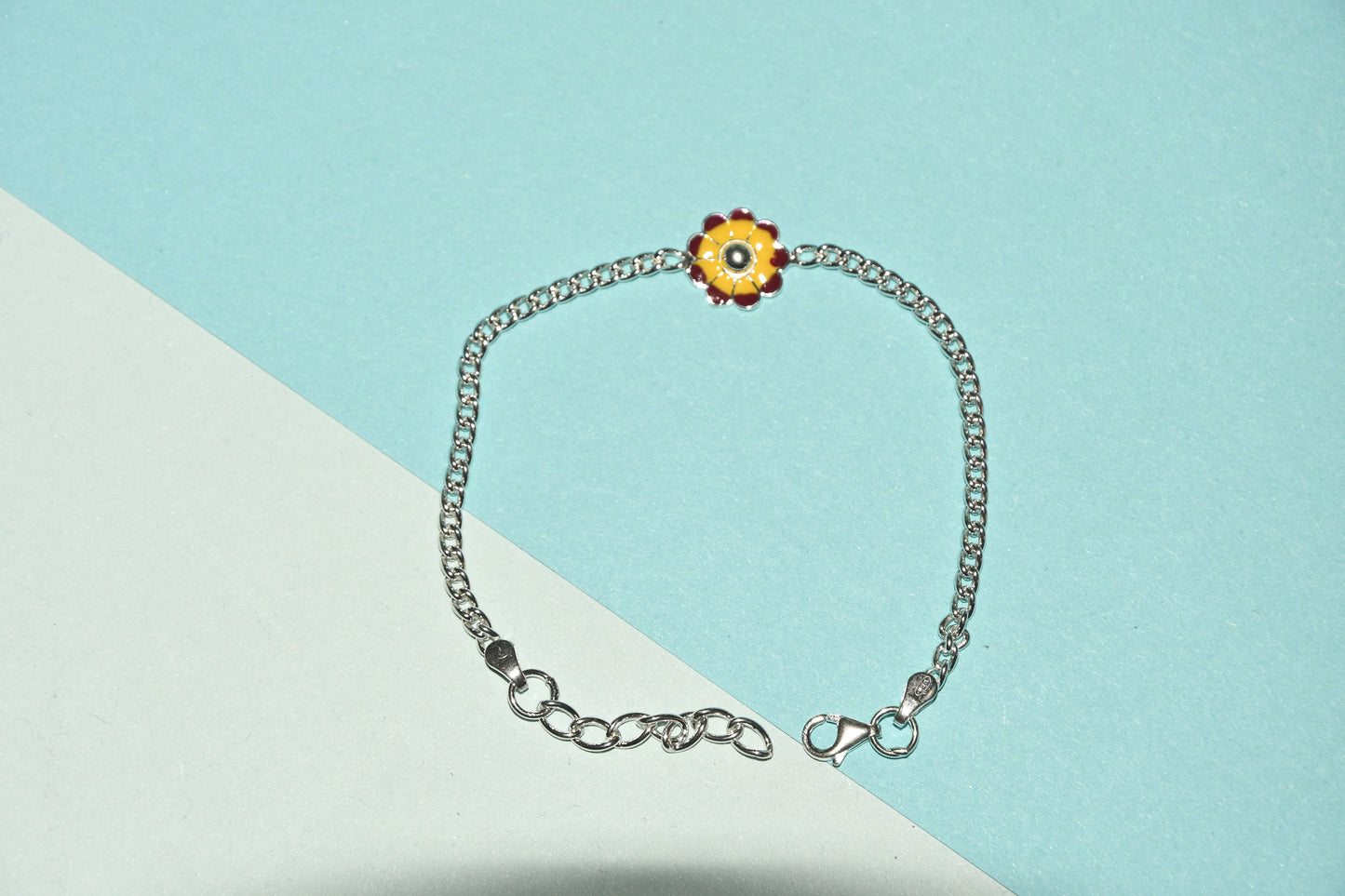 92.5 Yellow Flower Charm Bracelet