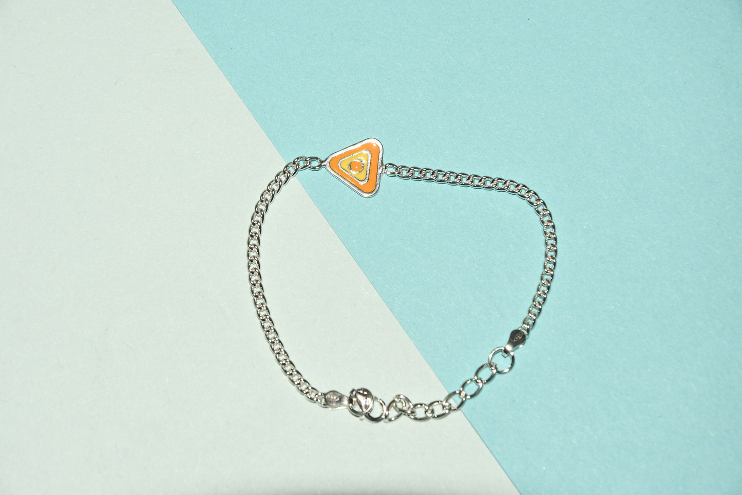 92.5 Yellow Triangle Silver Charm Bracelet