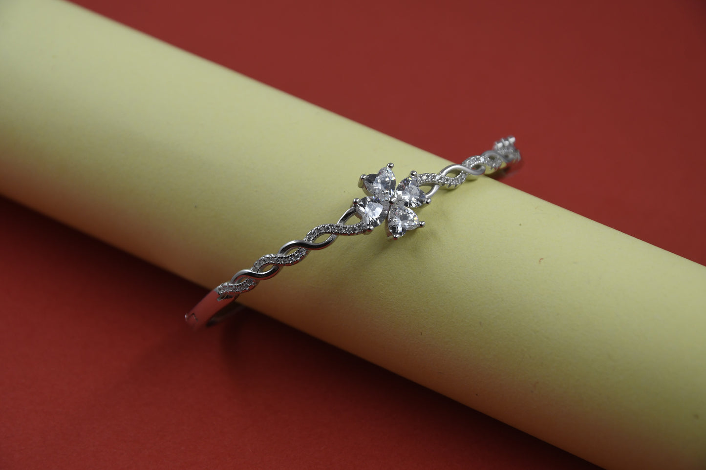 92.5 Silver Clover Women Kada Bracelet