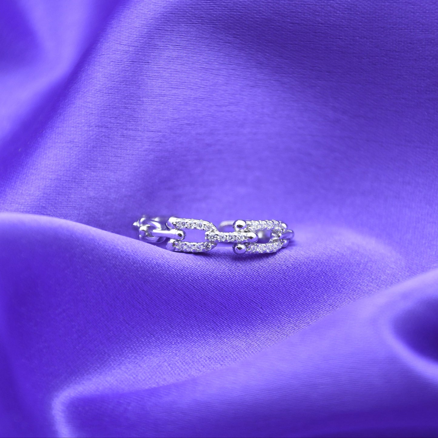 92.5 Silver Stone Studded Band Ring