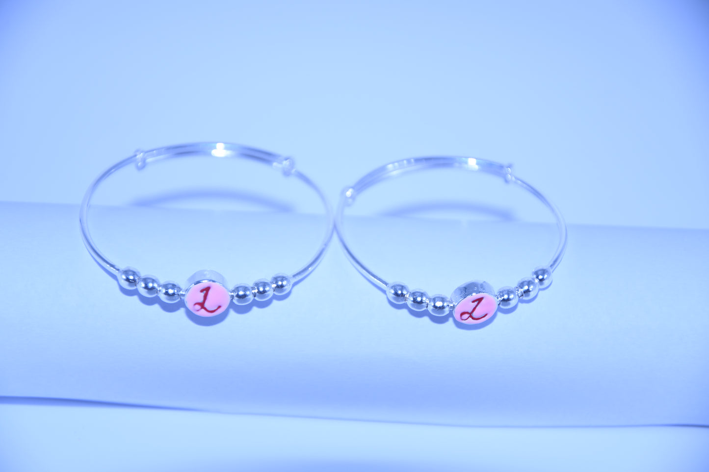 92.5 Silver Initial ‘L’ Kadas (Pair of 2)