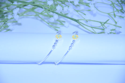 92.5 Silver Initial Yellow ‘R’ Kadas (Pair of 2)