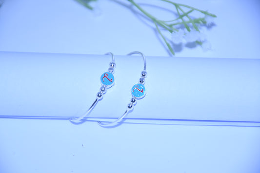 92.5 Silver Initial Blue ‘L’ Kadas (Pair of 2)