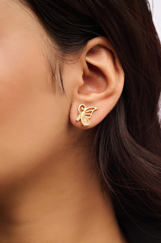 Elegant Butterfly Wing Earrings in Silver