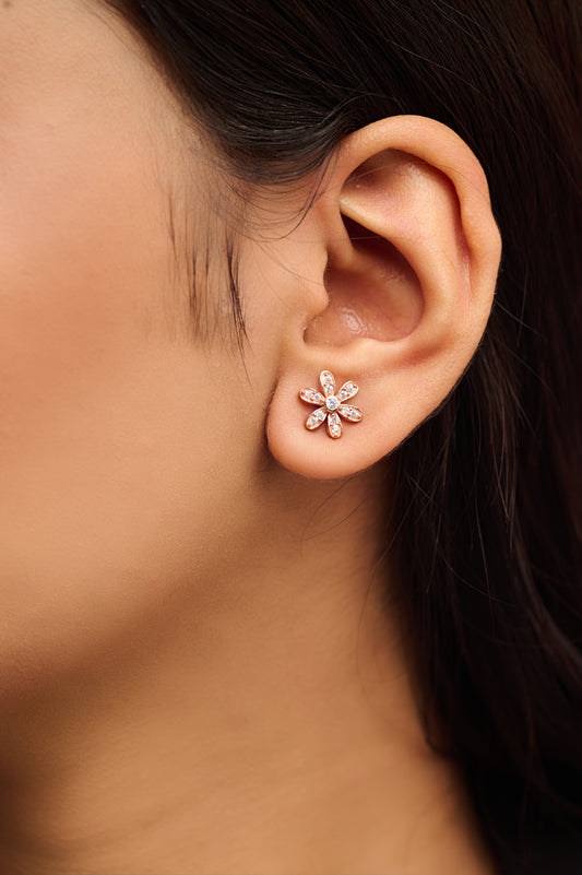 Textured Floral Stud Earrings