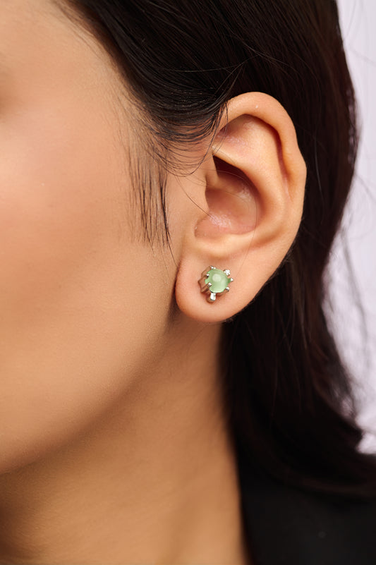 Turtle Stud Earrings with Green Shell