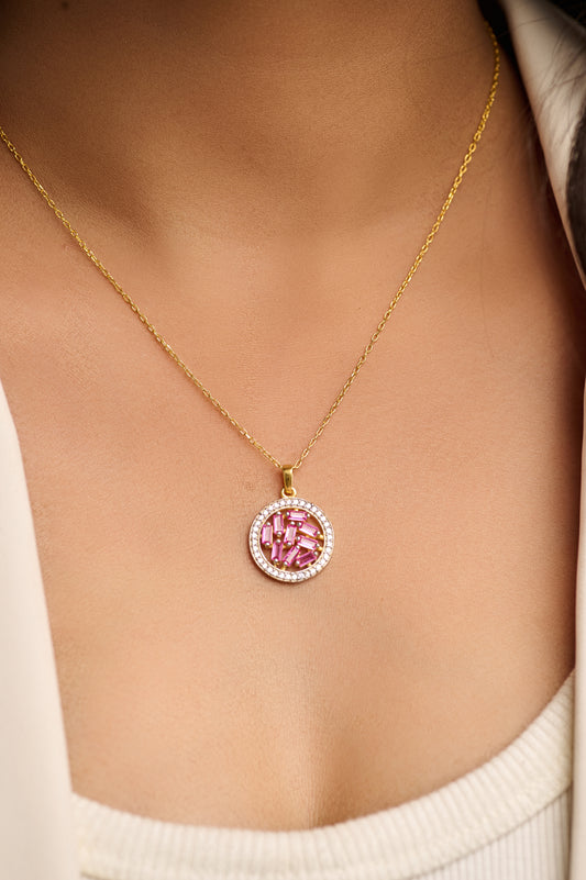 Mini Mosaic Circle Silver Necklace