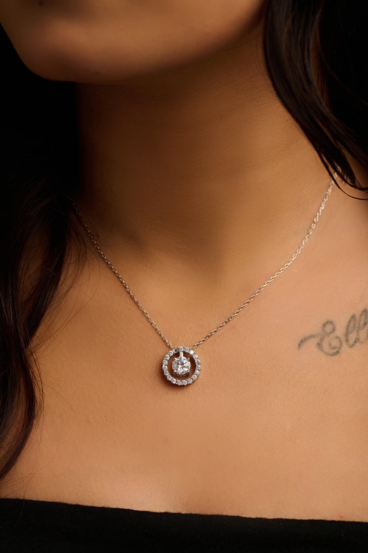 Rose Silver Circle 92.5 Silver Pendant Chain