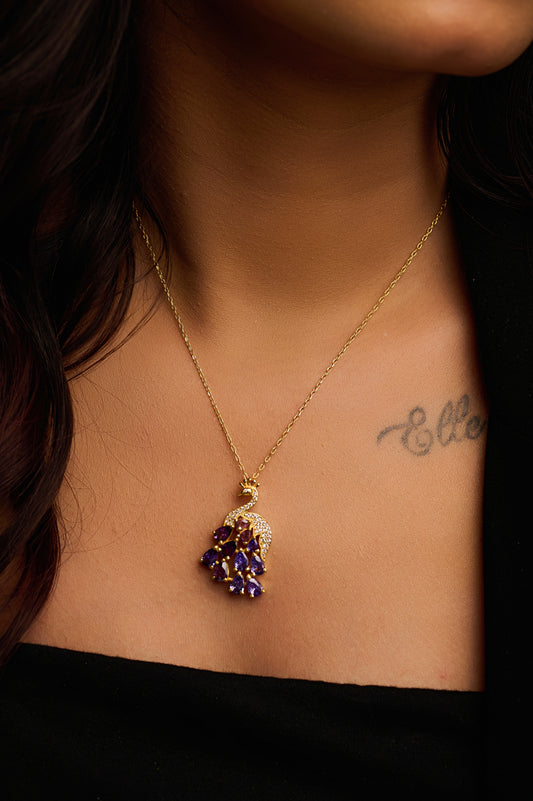 Regal Peacock Silver Pendant