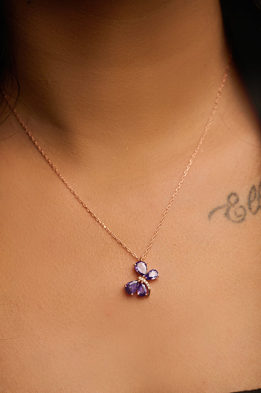 Purple Stone Butterfly Pendant