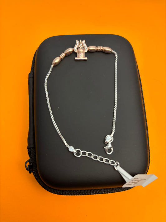 92.5 Silver Shivling Trishul Bracelet