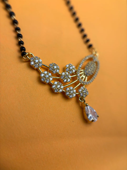 92.5 Silver Peacock Quartz Quill Mangalsutra