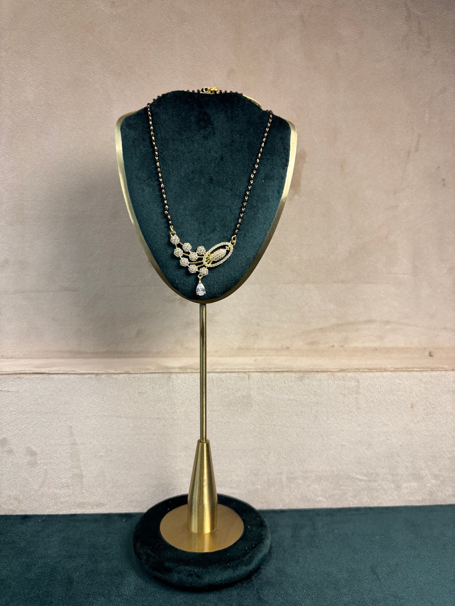 92.5 Silver Peacock Quartz Quill Mangalsutra