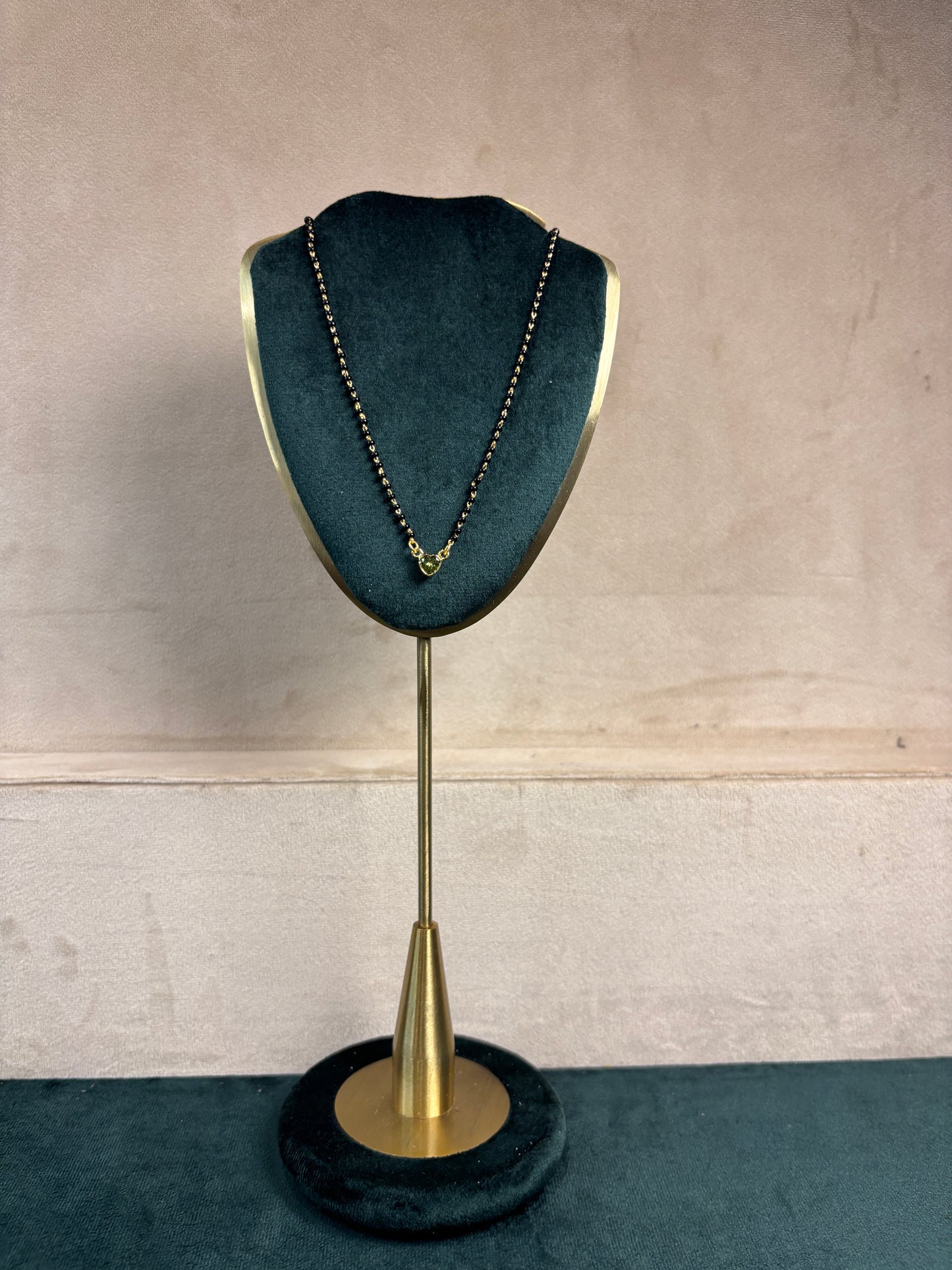 92.5 Silver Solitaire Emerald Heart Mangalsutra