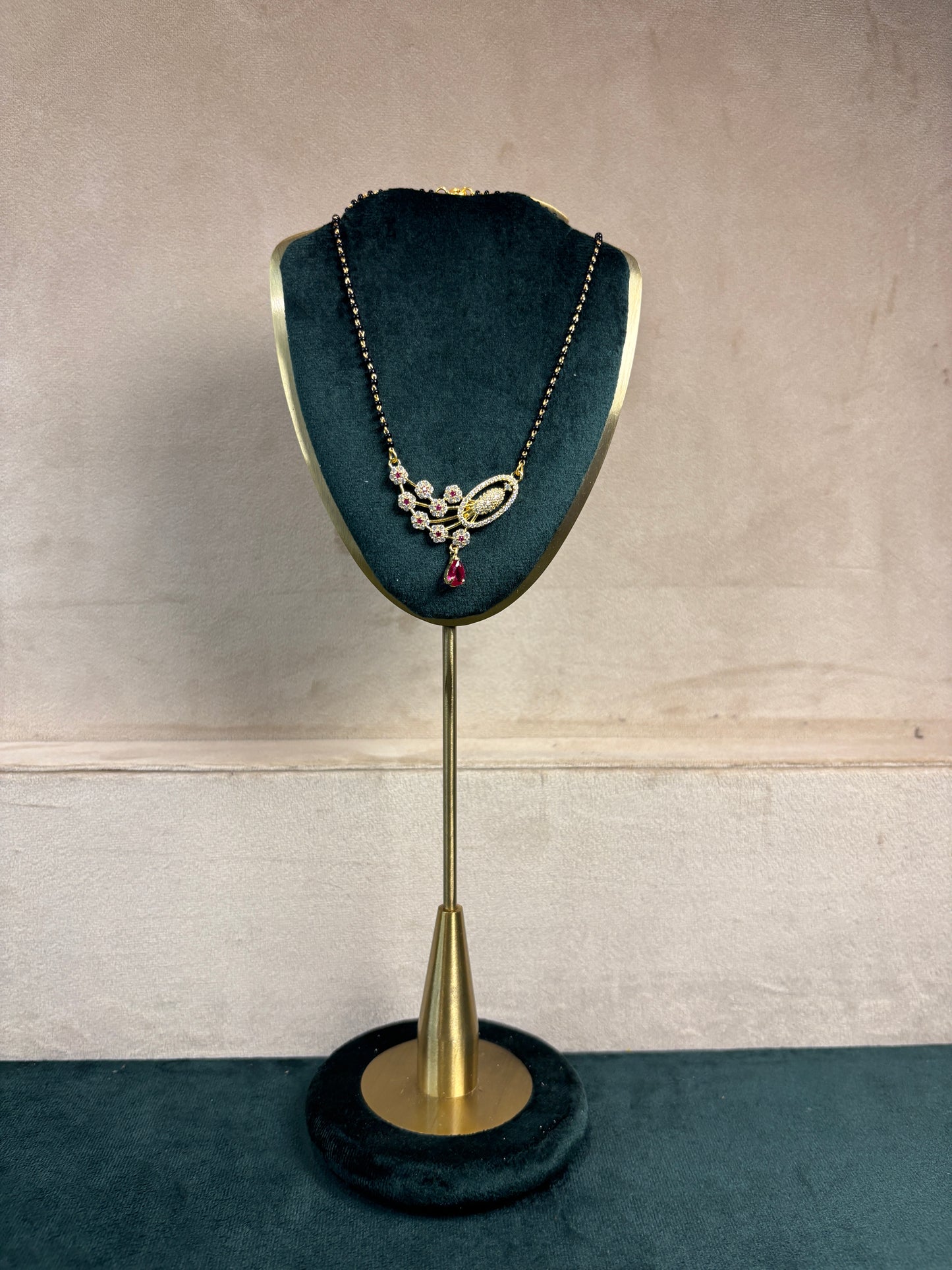 92.5 Silver Peacock Ruby Quill Mangalsutra