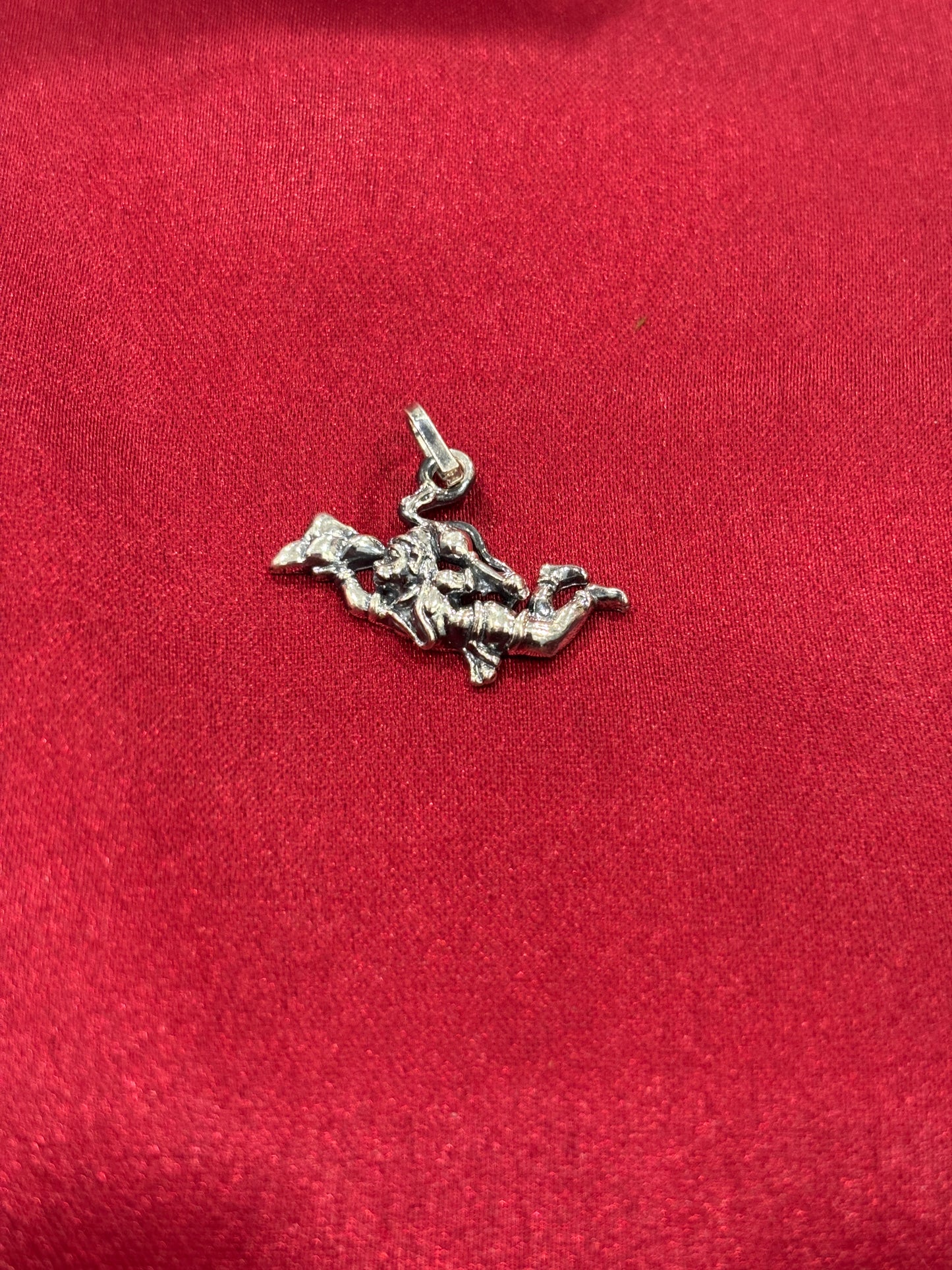 92.5 Silver Hanuman Oxidized Pendant Model2