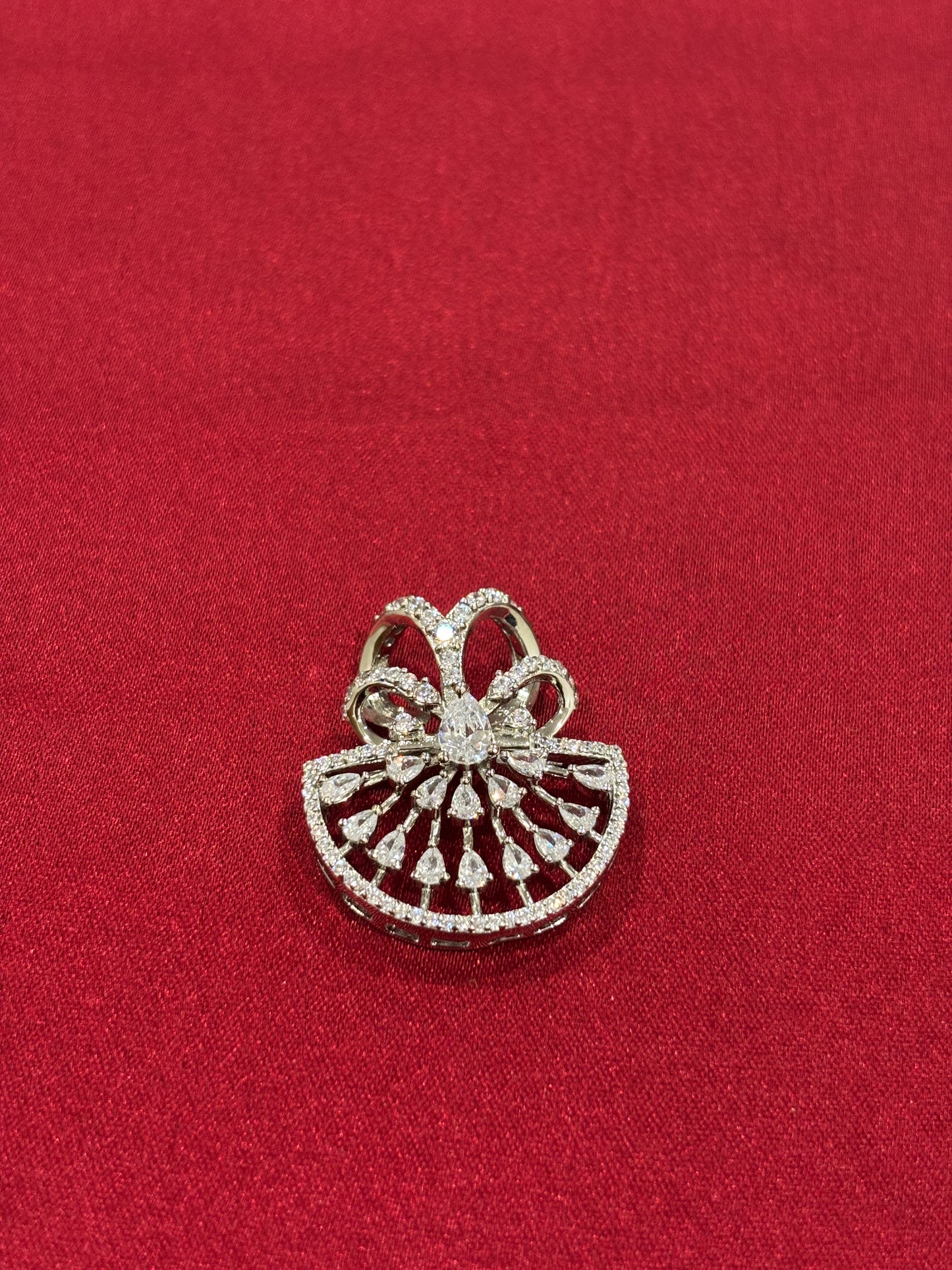 92.5 Silver Fan inspired Zircon Pendant