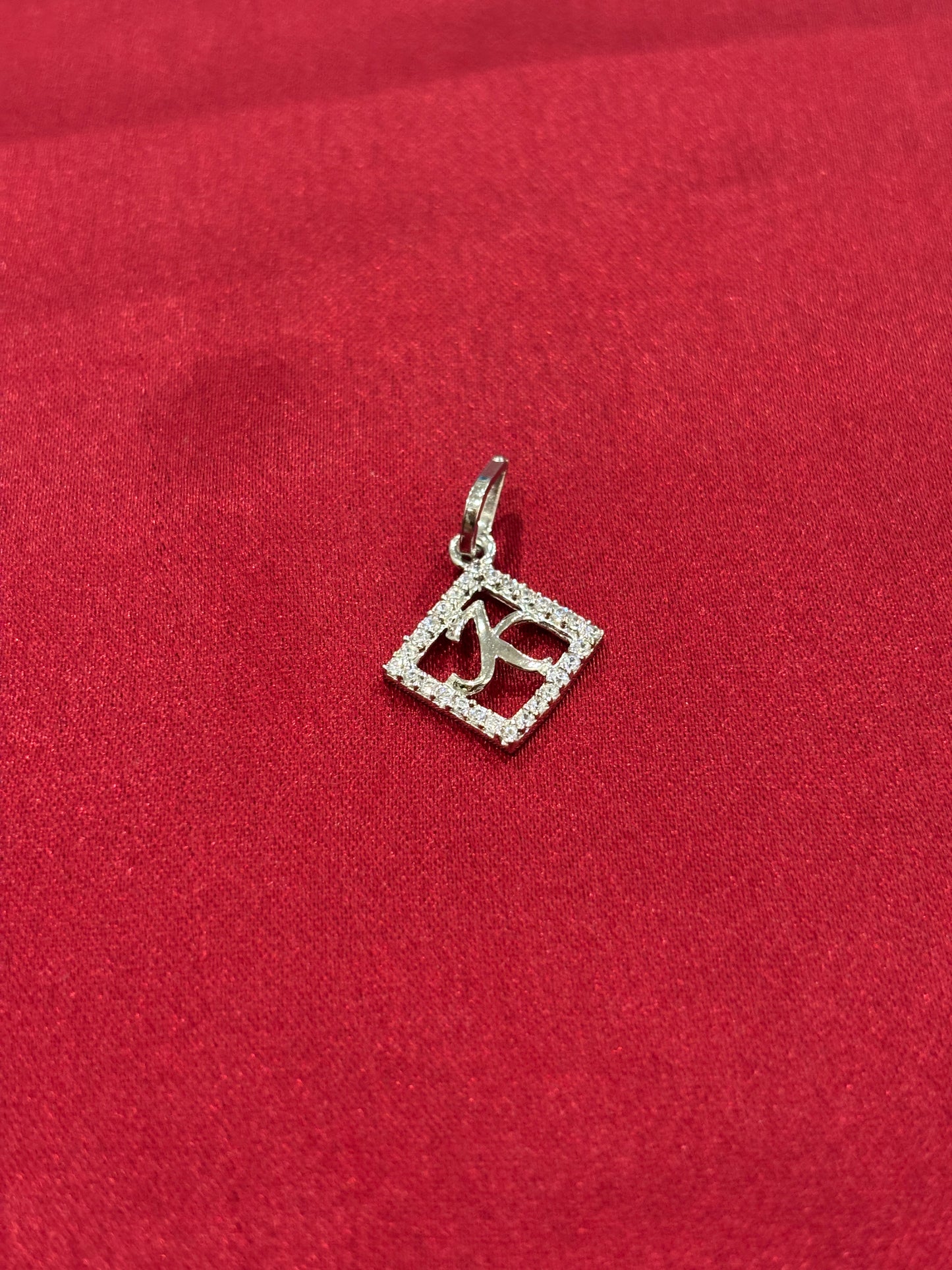92.5 Silver Alphabet 'K' rectangular pendant