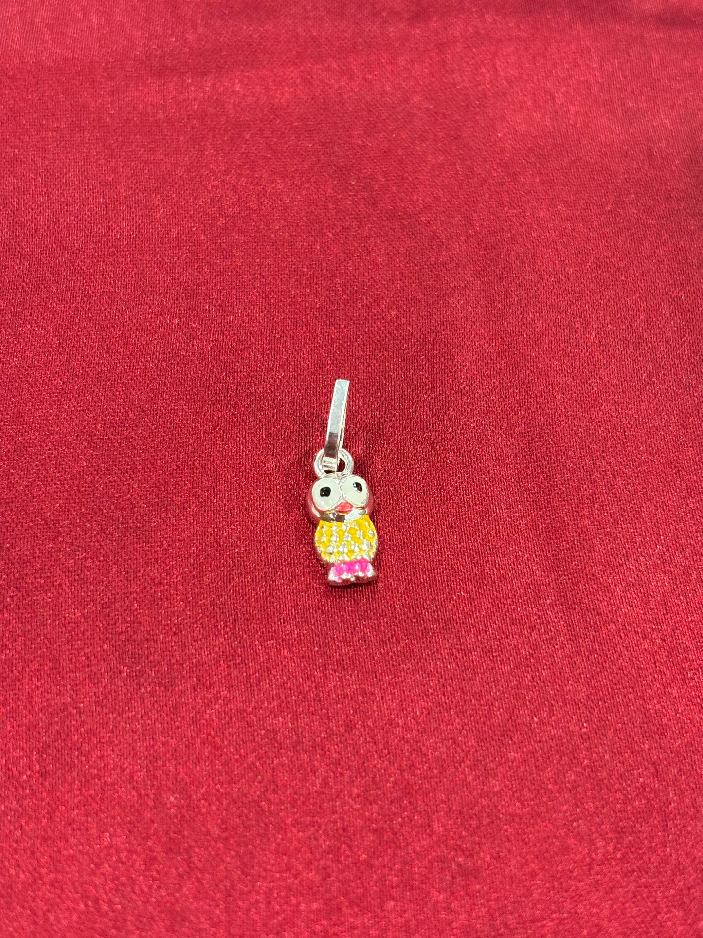 92.5 Silver Yellow Enamel Owl Pendant