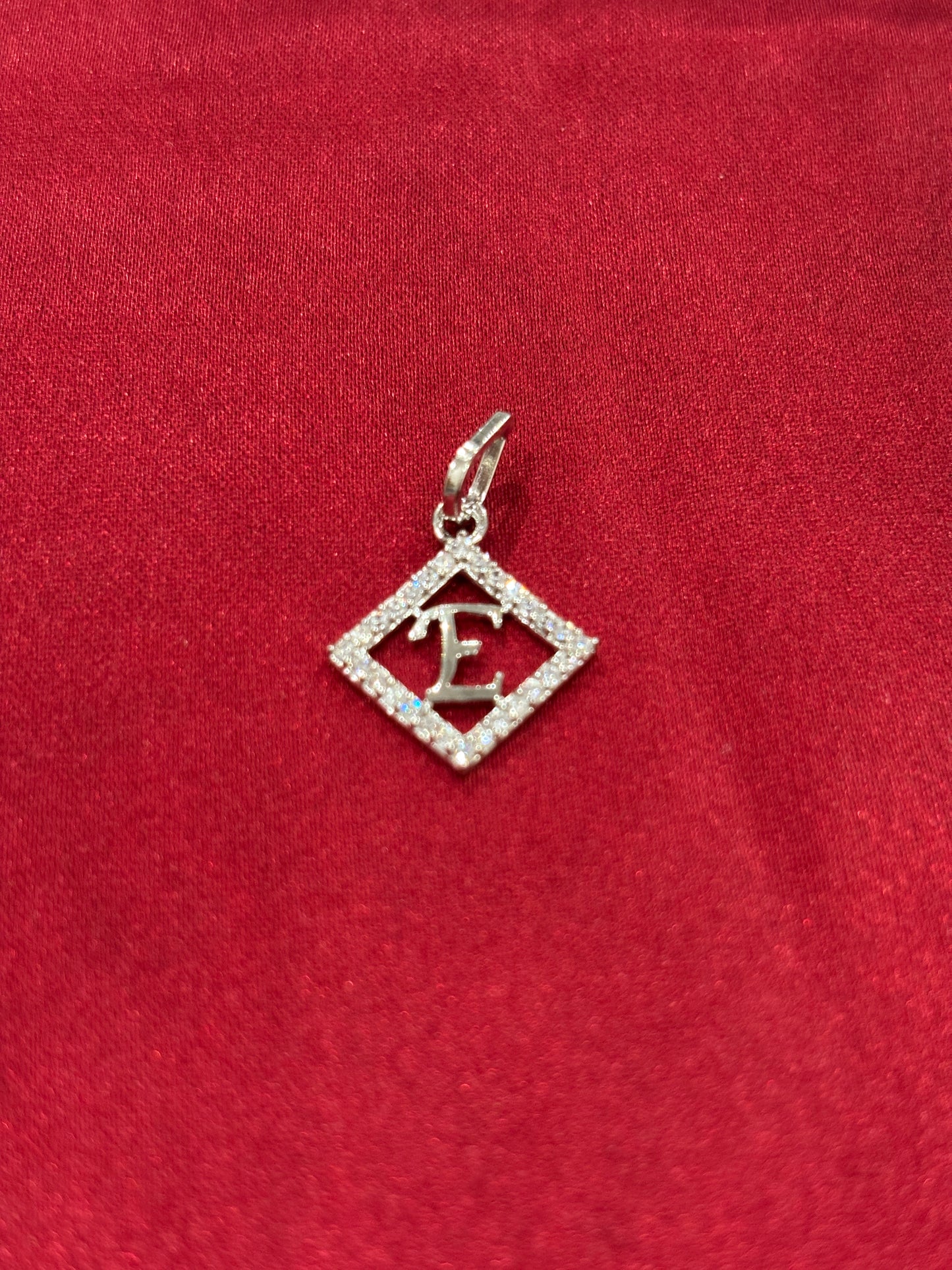 92.5 Silver Alphabet 'E' Rectangle Pendant