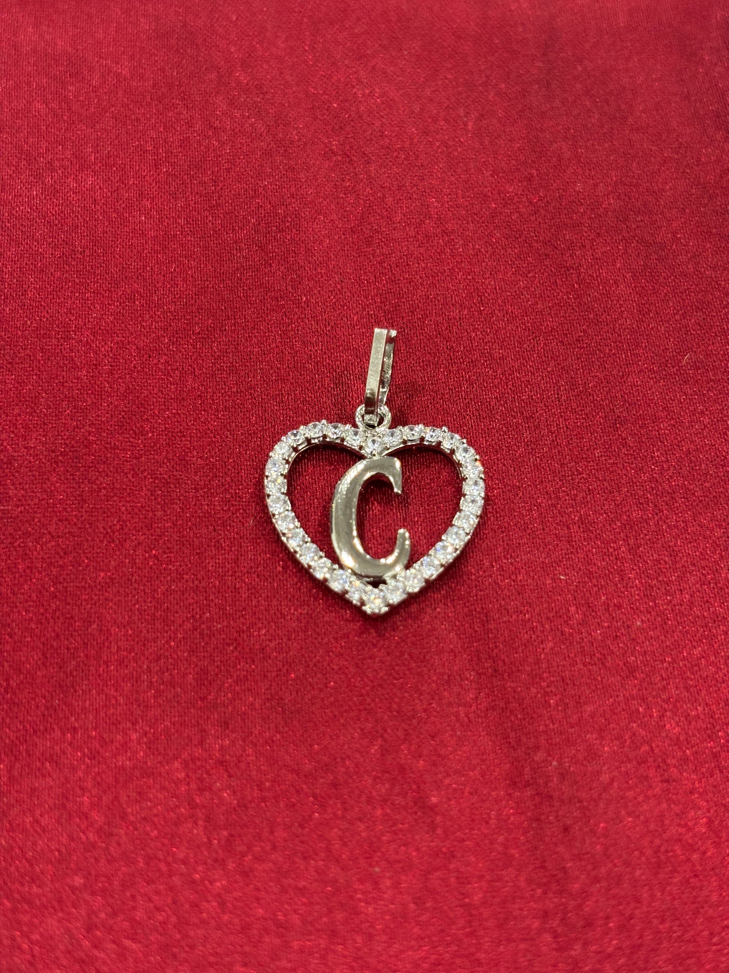 92.5 Silver Alphabet 'C' Heart Pendant