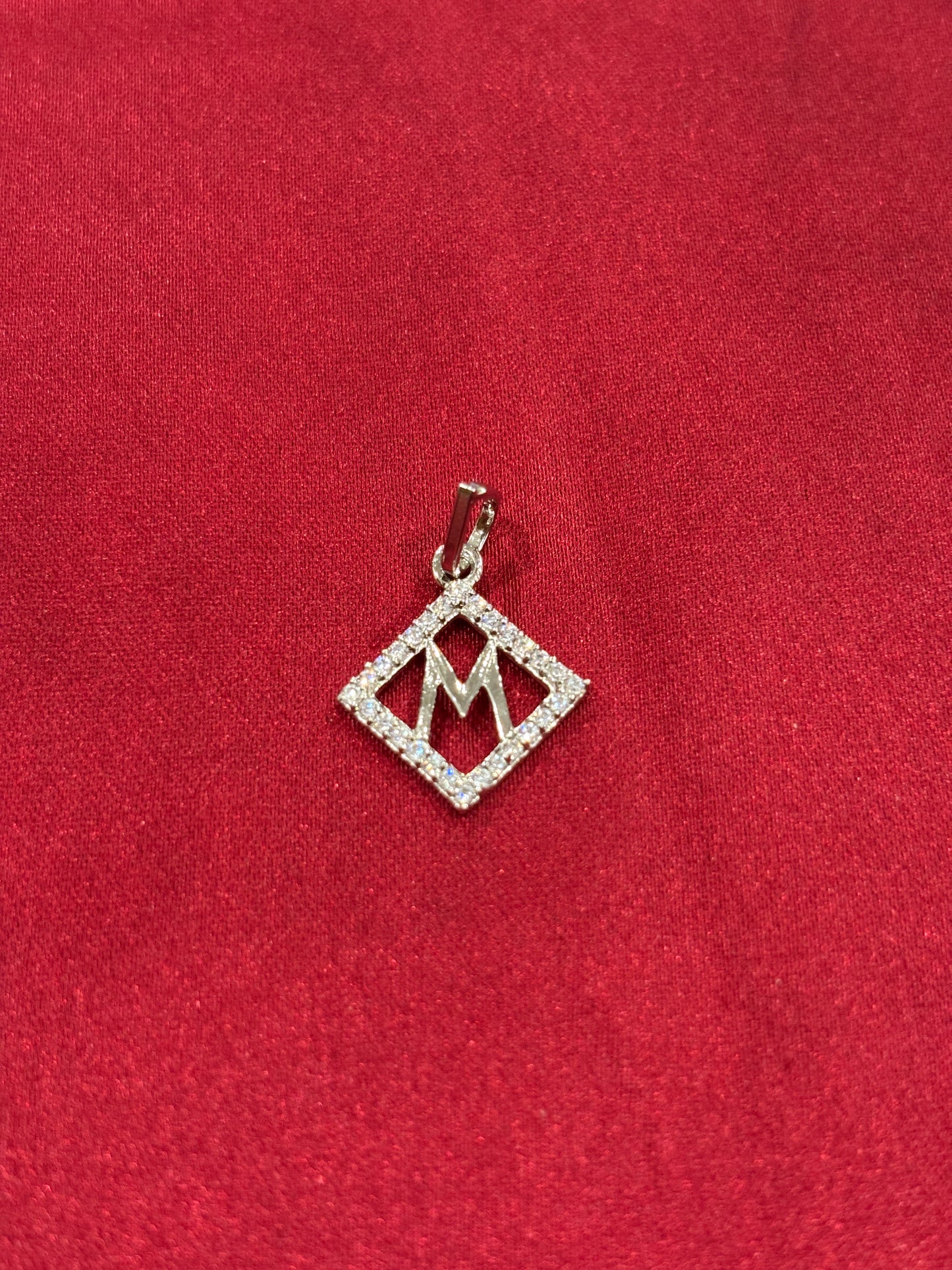 92.5 Silver Alphabet 'M' Rectangle Pendant