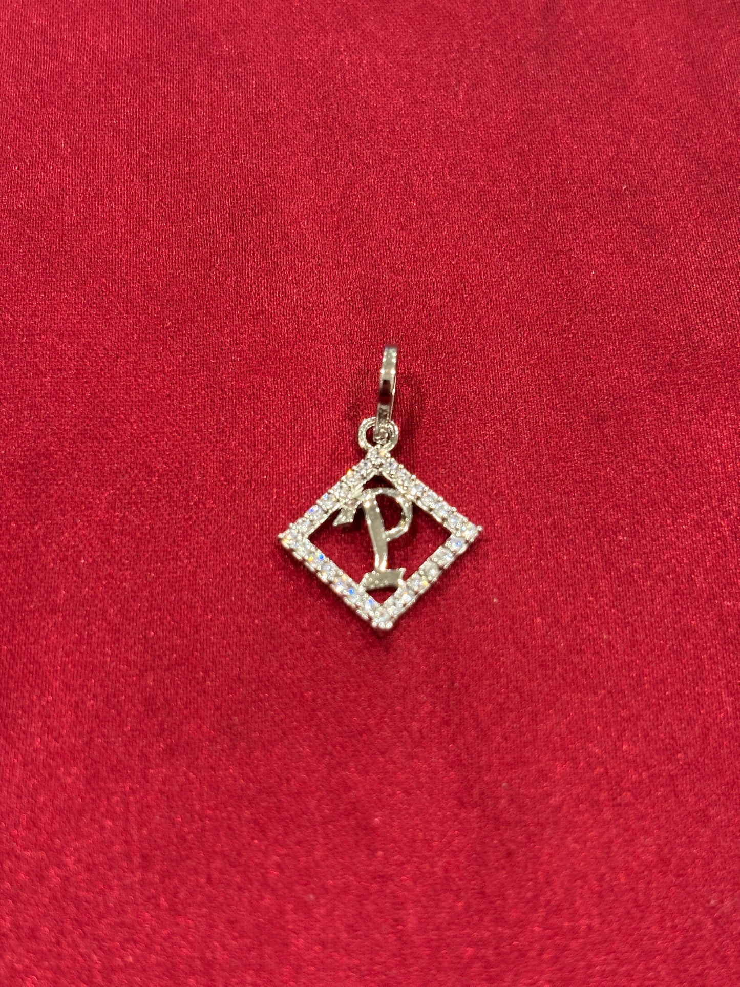 92.5 Silver Alphabet 'P' Rectangle Pendant