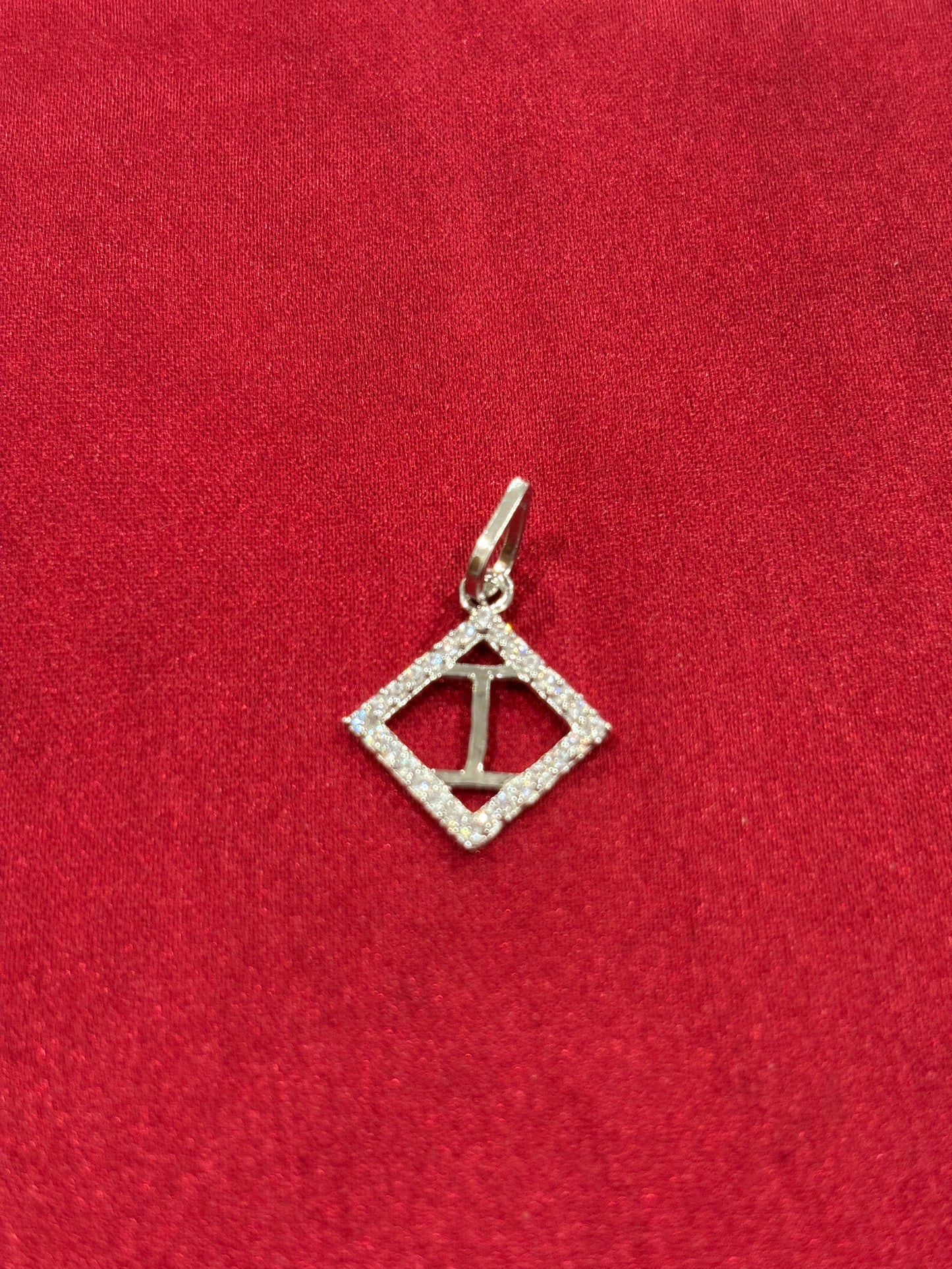 92.5 Silver Alphabet 'I' Rectangle Pendant