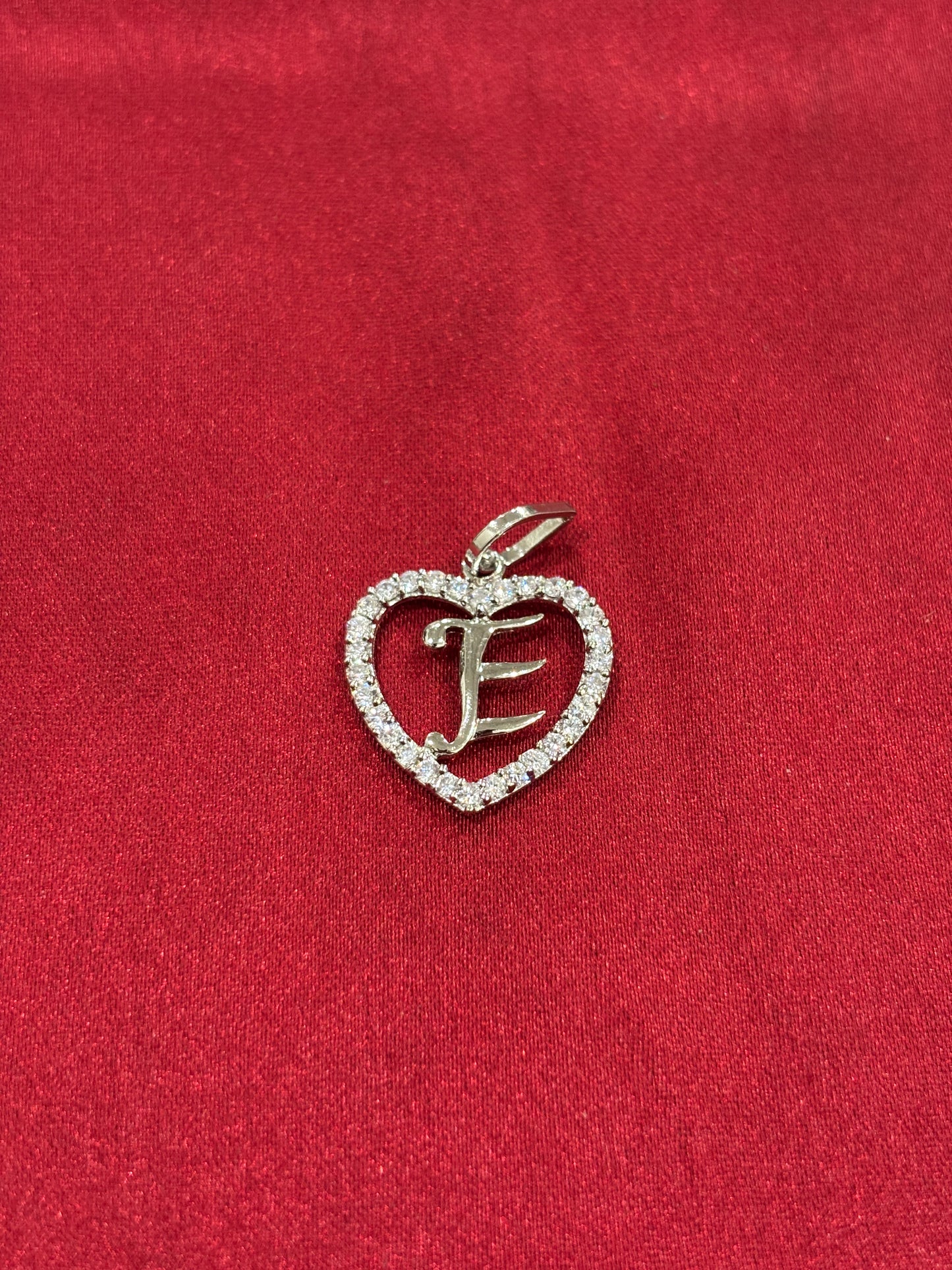 92.5 Silver Alphabet 'E' Heart Pendant