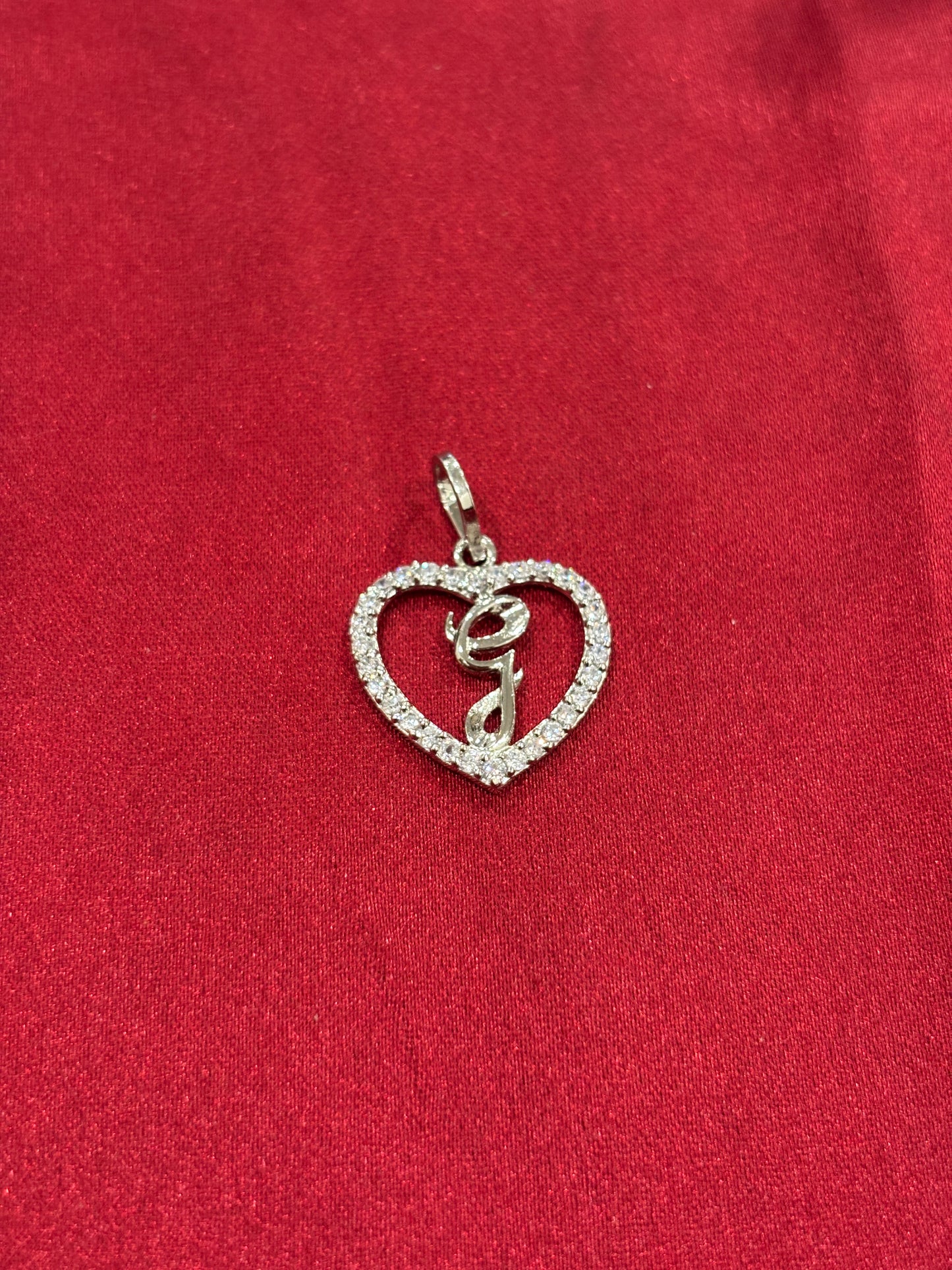92.5 Silver Alphabet 'G' Heart Pendant (Copy)