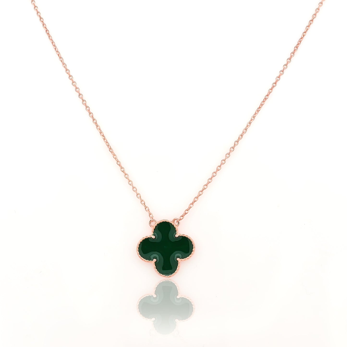 92.5 Silver Green Clover Good Luck Pendant Chain