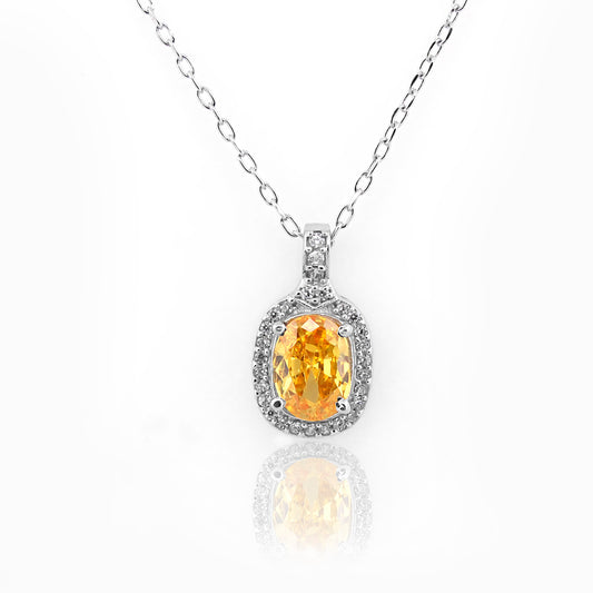 Pastel Sunshine Yellow Gemstone 92.5 Silver Pendant Necklace