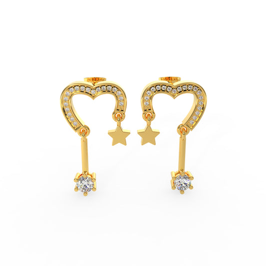 92.5 Silver Heart Star Drop Earrings