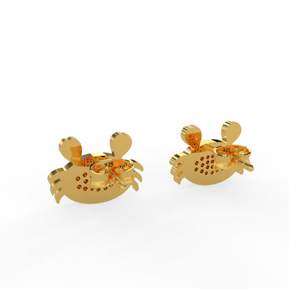 92.5 Silver Crab Earrings with Sparkling Stones