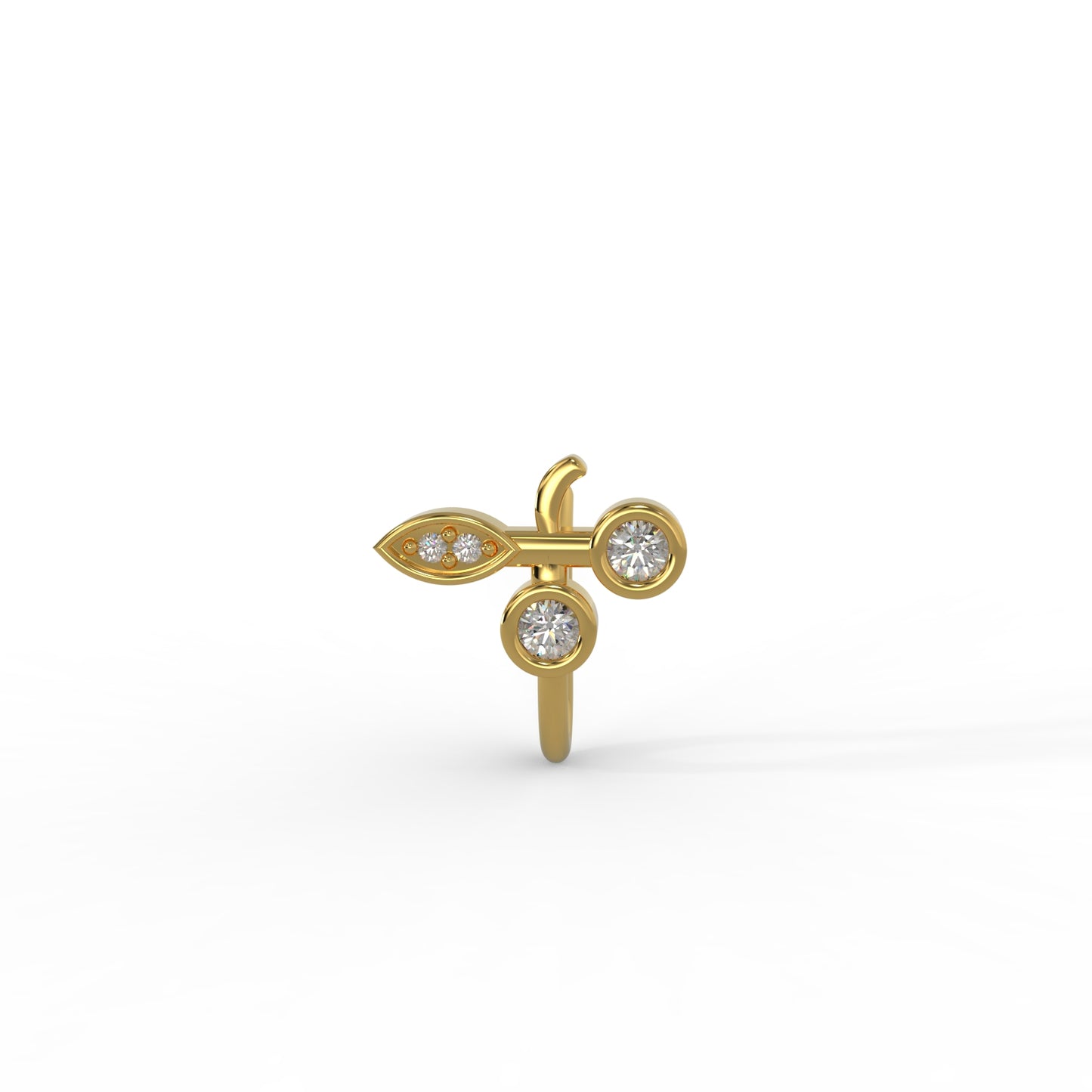 92.5 Silver 3 stone leaf Nosepin