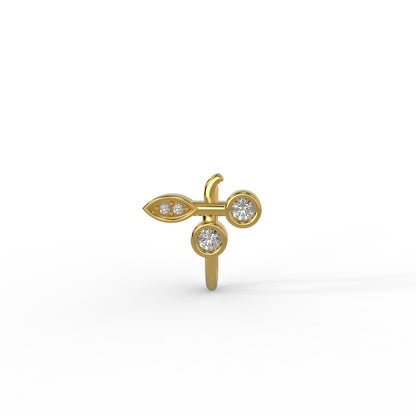 92.5 Silver 3 stone leaf Nosepin