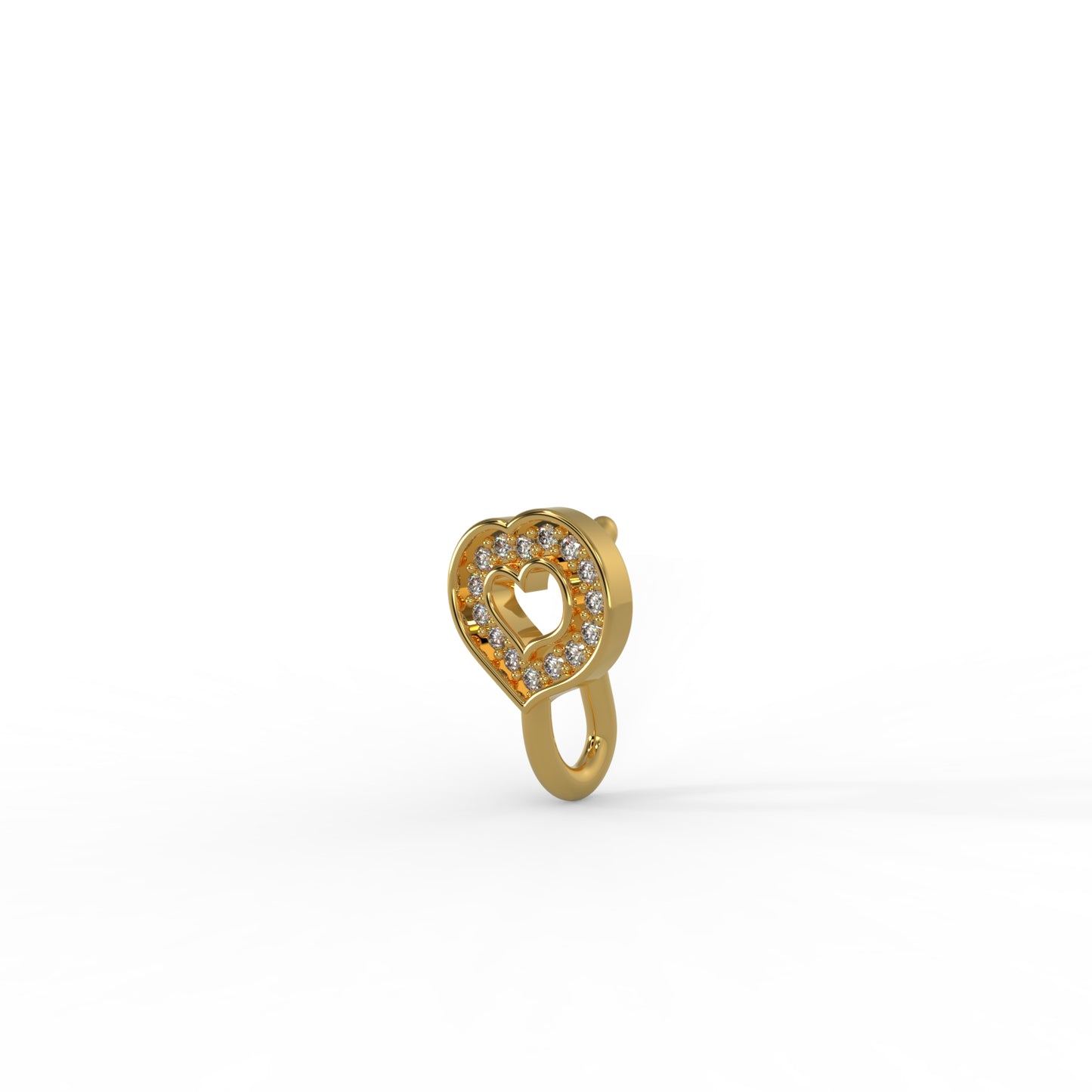 92.5 Silver Hollow heart stone Nosepin