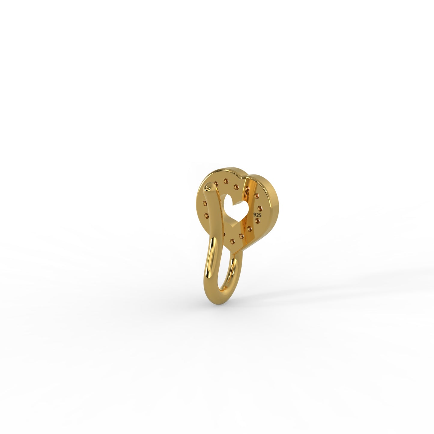 92.5 Silver Hollow heart stone Nosepin