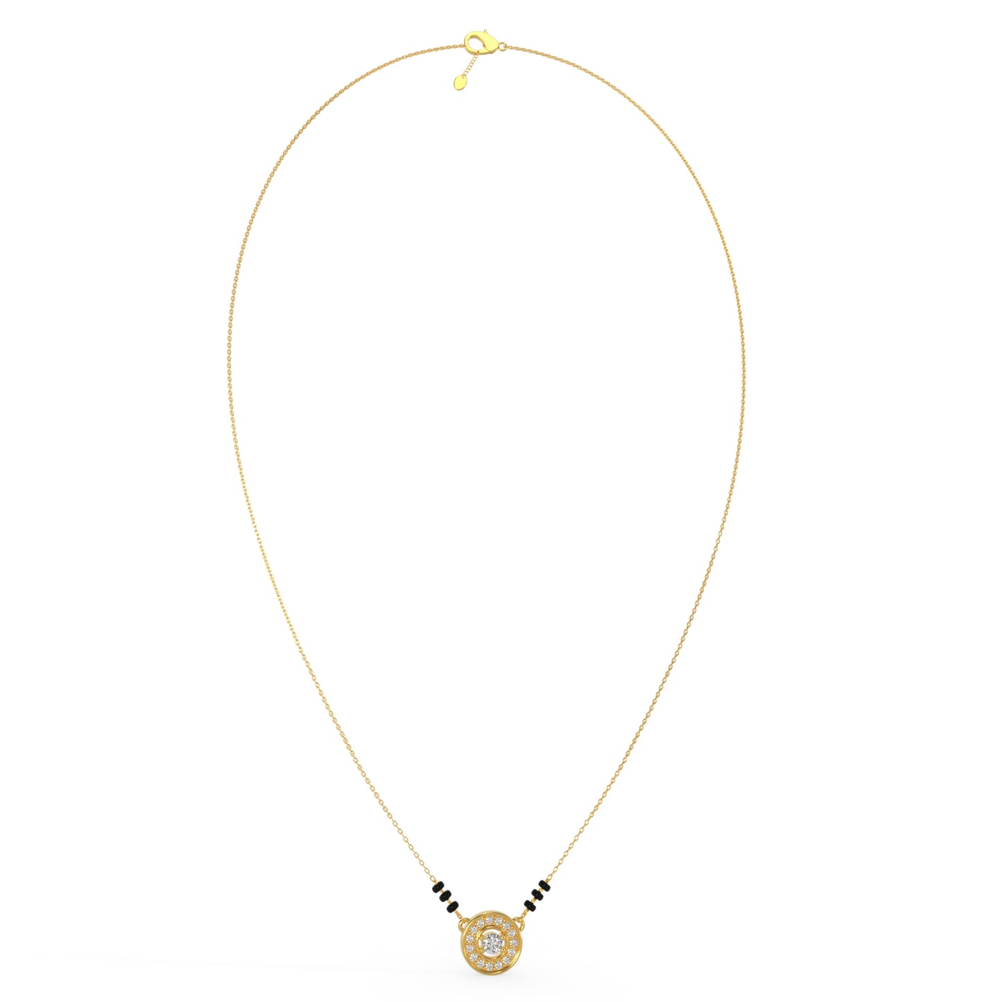 92.5 Silver Circular Stone Mangalsutra Pendant