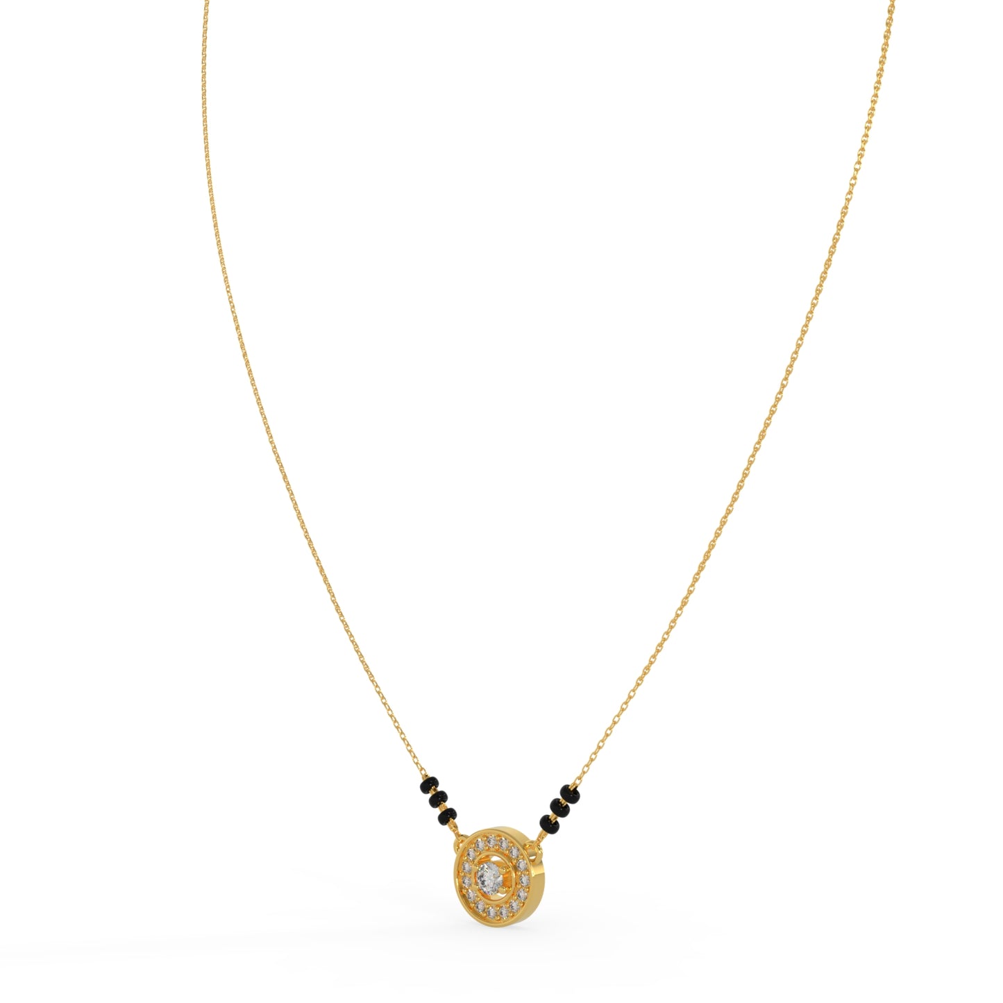 92.5 Silver Circular Stone Mangalsutra Pendant