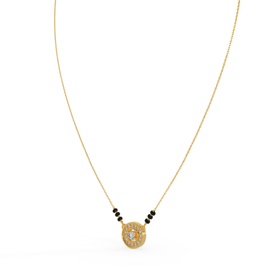 92.5 Silver Circular Stone Mangalsutra Pendant