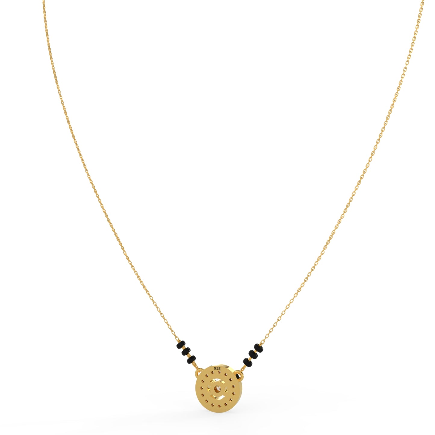 92.5 Silver Circular Stone Mangalsutra Pendant