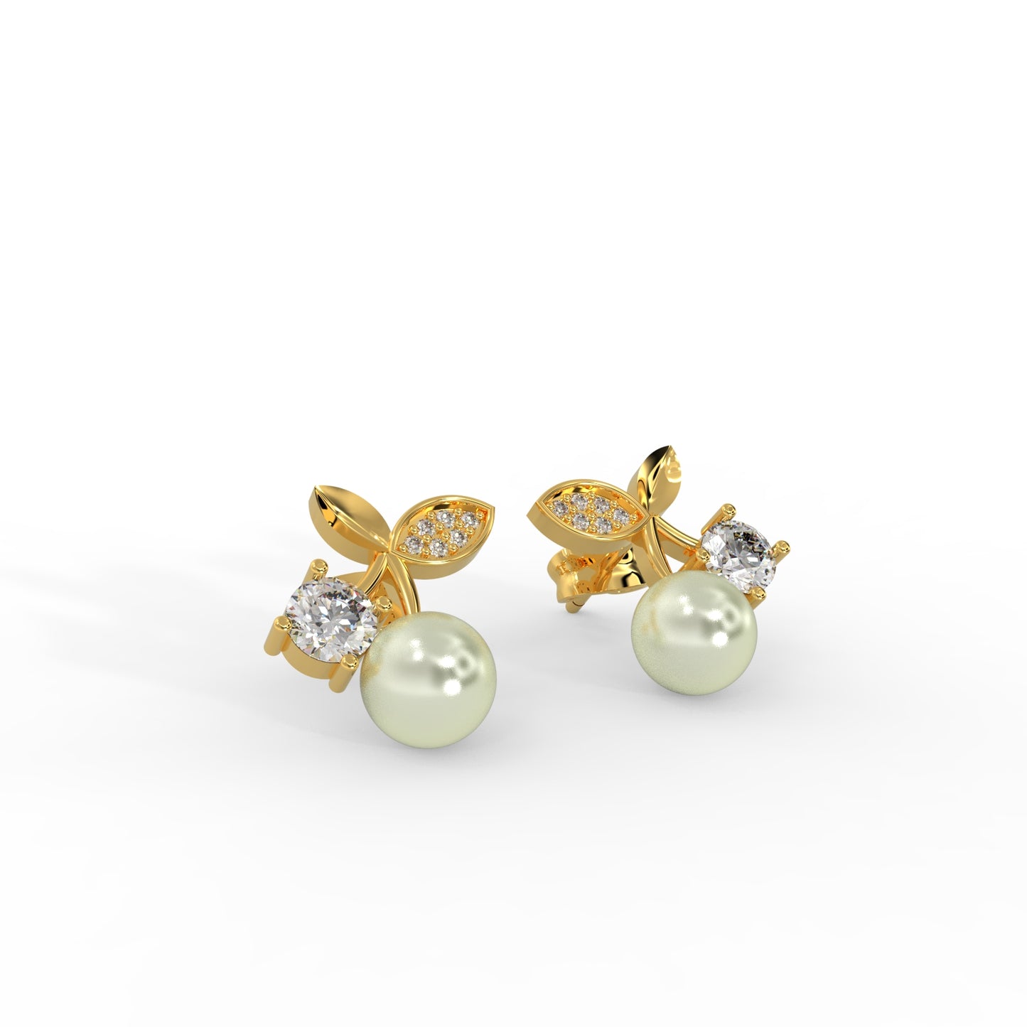 92.5 Silver Cherry Duo Earrings with Stone and Pearl