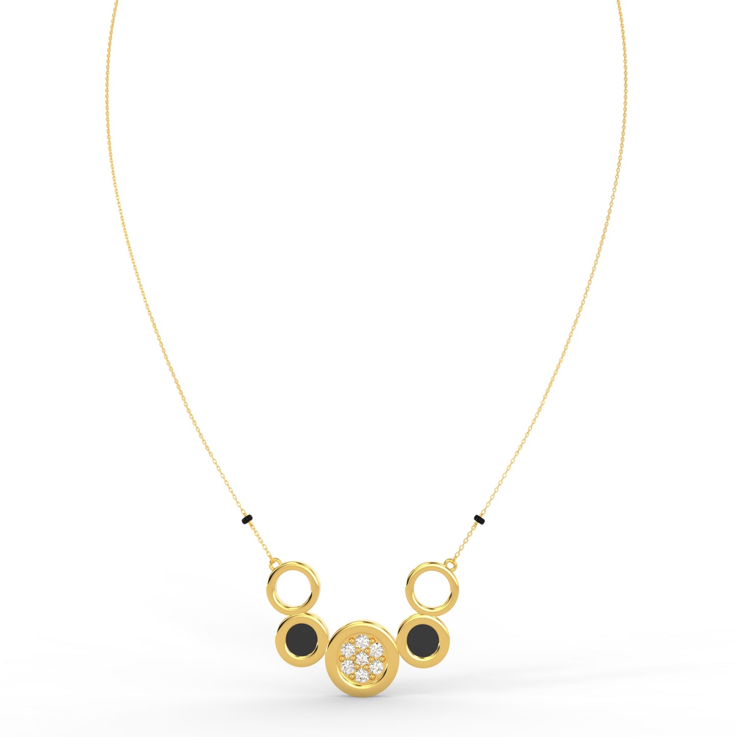 92.5 Silver Circle Harmony Mangalsutra Pendant Necklace