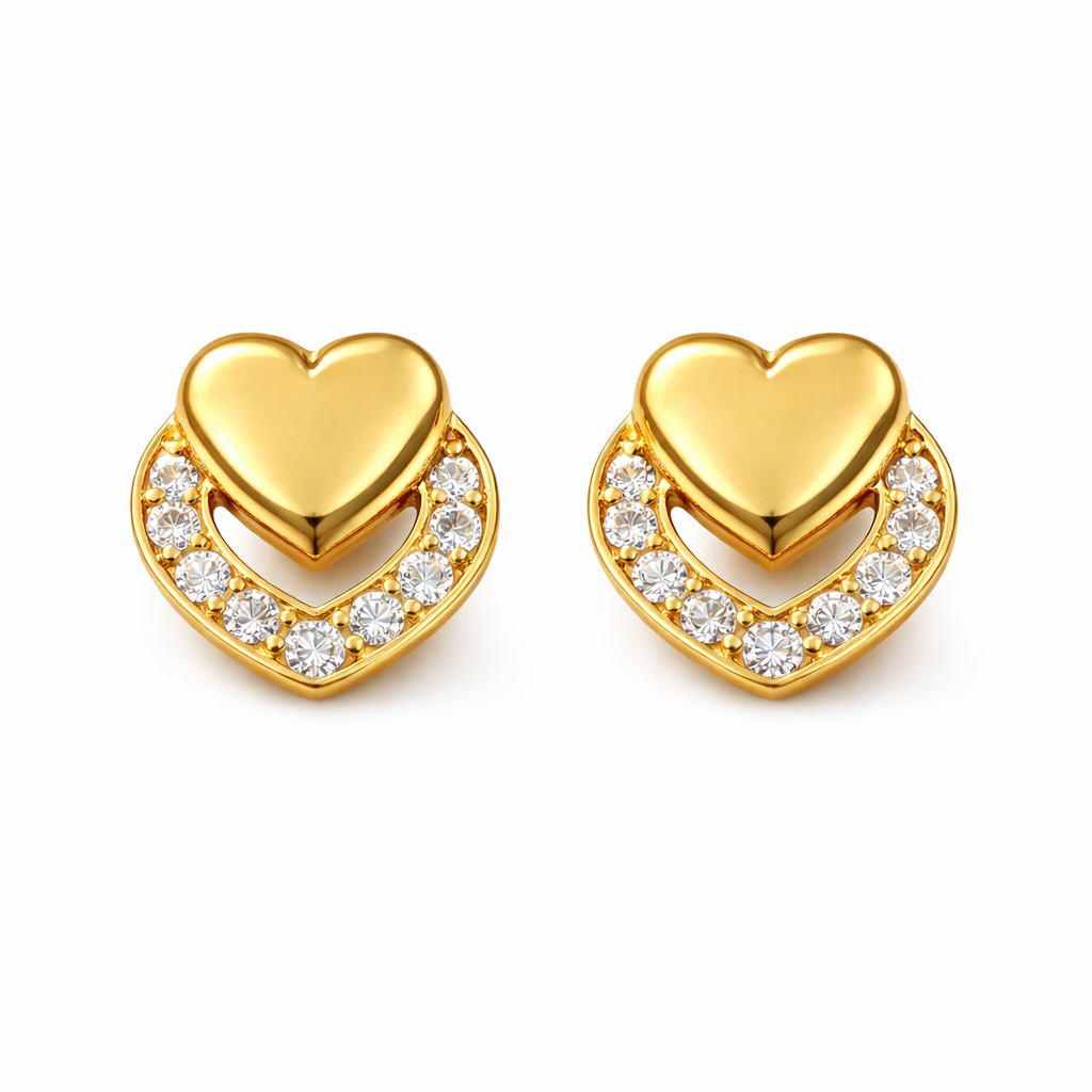 92.5 Silver heart shape stone Outline Earrings