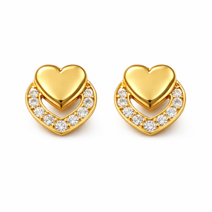 92.5 Silver heart shape stone Outline Earrings